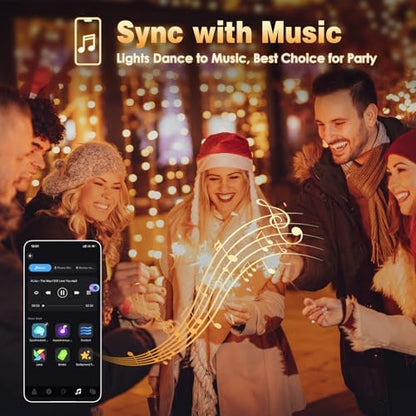 Smart Color Changing Halloween Lights 99FT 300 LED Orange Purple App Remote