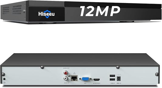 Hiseeu 12MP 32CH PoE NVR Network Video Recorder for Home Security Camera System, Work with 12MP/8MP/5MP/4MP/3MP/1080P PoE Security Camera, Motion Detect,24/7 Recording, Smart Playback, No Hard Drive