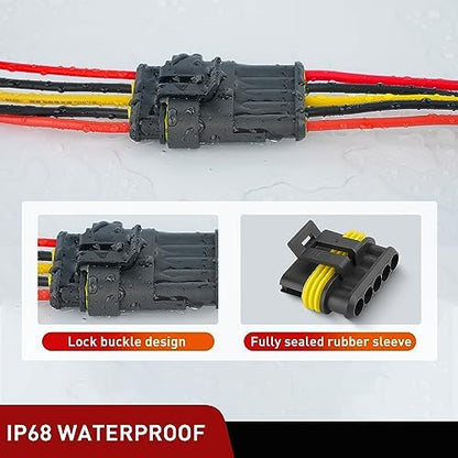 Nilight 220PCS 5 Pin Electrical Connector ‎Plug with Male Female Terminals