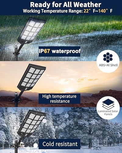 Ofuray Solar Street Lights Outdoor Of-11000W, 30000mAh, 192 LEDs, 3 Modes