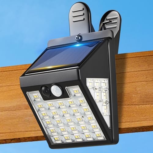 Clip On Solar Lights Outdoor, 72LED 600LM Motion Sensor Fence Lights