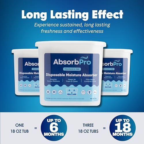 Absorb Pro Moisture Absorber Tub 18 oz, Fragrance Free, 3-Pack