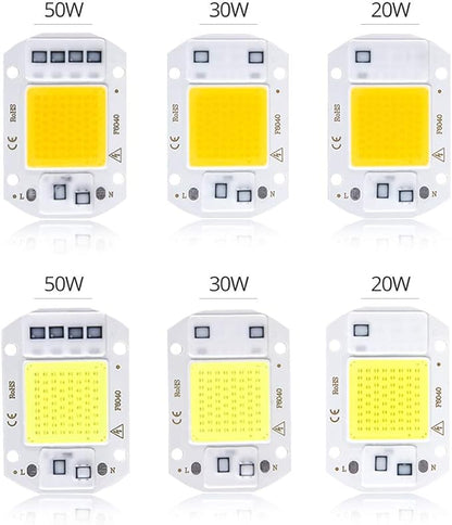 1-Pack, DIY LED COB Chip Lighting 20W/30W/50W AC110V Smart IC Driver Spotlight Diode Chip Beads Flood Light Household Bulbs(Warm White,50W)