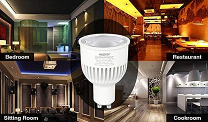 LGIDTECH FUT107 Miboxer 6W LED Spotlight Bulb GU10 WW+CW,Warm White+Cool White Color Dual White CCT Temperature Adjustable,Memory Function.All Controller is Sold Separately