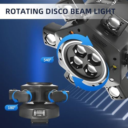 Moving Head DJ Lights, 6 Arms Party Fixtures with Light Strip, 150W RGBW 4 in1 LED Stage Lights, DMX512 & Sound Activated Rotating Light, for Parties Disco Club Bar KTV Wedding