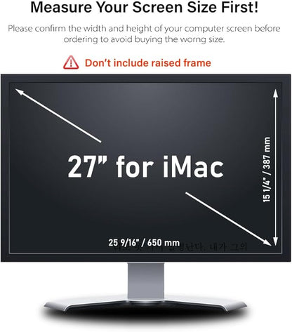 27 Inch - 16:9 Aspect Ratio - Computer Privacy Screen Filter for iMac Monitor - Anti-Glare - Anti-Scratch Protector Film - Please Check iMac or Others Made in Korea