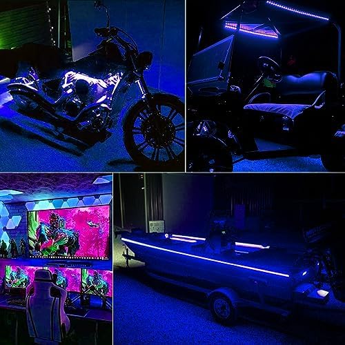 echosari Blue Led Strip Lights Waterproof Battery Operated with Remote, 8 Modes, Dimmable, Timer, Self-Adhesive, Cuttable, 3M 90Led Battery Strip Led Light for Indoor Outdoor Decor (Pack of 3)