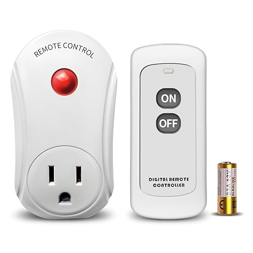 Remote Control Outlet, C-GLNKY Wireless Electrical Plug Switch for Lights, Lamps, Fans, 100ft RF Range,15A 1800W (1 Remote + 1 Outlet+1 Battery)