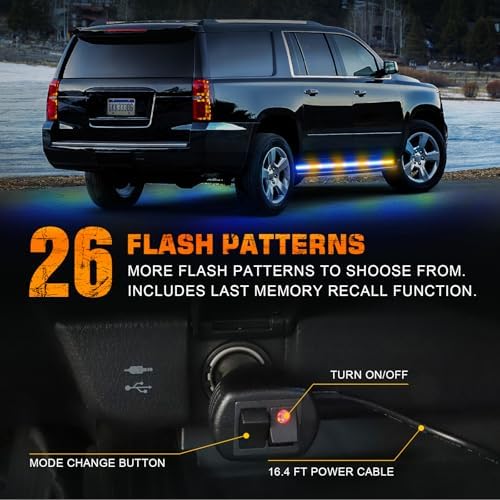 XRIDONSEN 70 inch Running Board Strobe Lights Amber Blue Emergency Lights