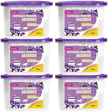 CANAGER Moisture Absorber Box-Odor Eliminator,Absorb Excess Moisture. Suitable for Wardrobe, Bedroom, Kitchen and Bathroom-6 Packs, Effectively Collect Water, Fresh Air,Freesia. Fuchsia