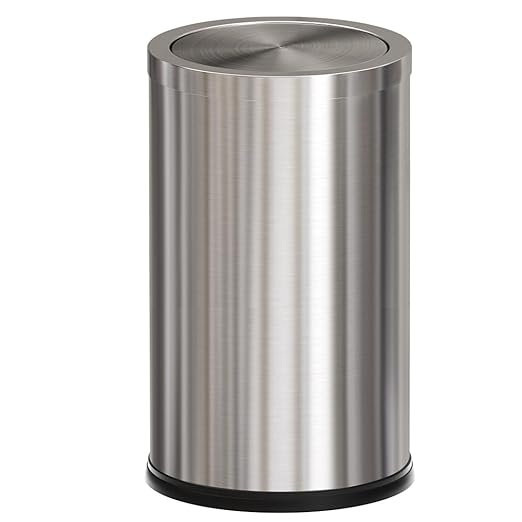 4.8GALStainless Steel Bathroom Trash Can with Lid, Silver Trash Can with Flipping Lid, Garbage cans for Kitchen，Living Room,Dental Office，Hotel,Guest Room(4.7gal-Silver)