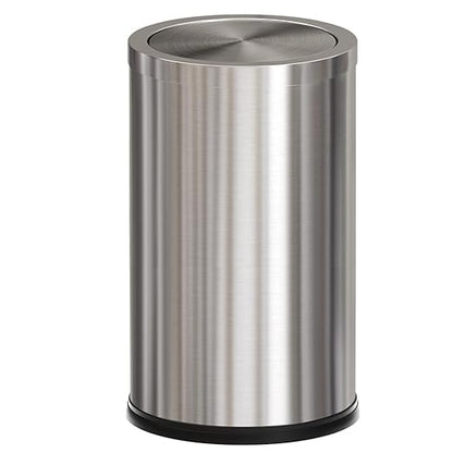 4.8GALStainless Steel Bathroom Trash Can with Lid, Silver Trash Can with Flipping Lid, Garbage cans for Kitchen，Living Room,Dental Office，Hotel,Guest Room(4.7gal-Silver)