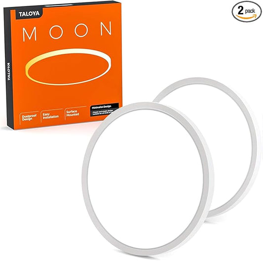 TALOYA 2 Pack Flush Mount LED Ceiling Light (Milk White Shell), 15.8 Inch, Equivalent to Traditional 240W Bulb Light for Kitchen Bedroom Utility Closet Room,5 in 1(3000k/3500k/4000k/5000k/6500k)