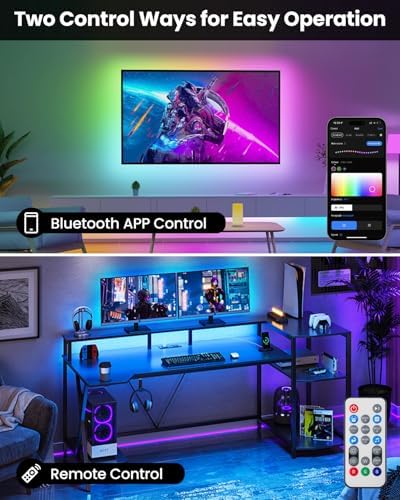 Pak LED Lights for Bedroom 16.4ft, Smart RGB+IC LED Strip Lights with App/Remote Control, Music Sync Color Changing Flexible LED Lights with 64 Scene Modes for Party, Home, Christmas, Halloween Decor