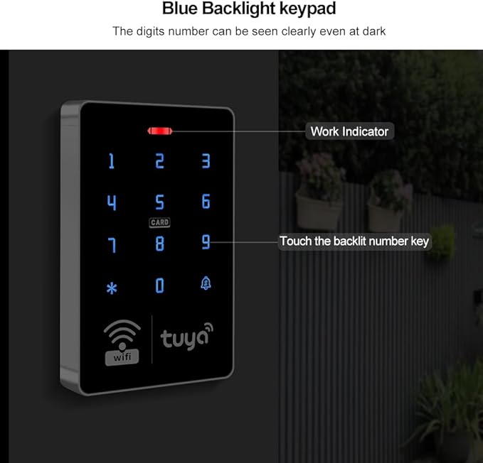 S10 TUYA Wi-Fi Access Control Keypad, IP68 Waterproof, RFID Touchscreen Access Controller, Mobile App Door Opening, Password Keypad, 1000 User Capacity, Home Single and Double Door Access