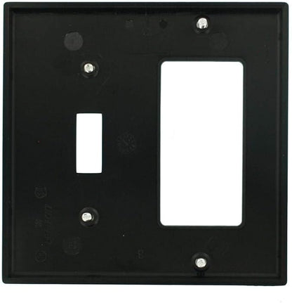 Leviton 2-Gang 1-Toggle 1-Decora/GFCI Device Combination Wallplate, 80707-E, Black