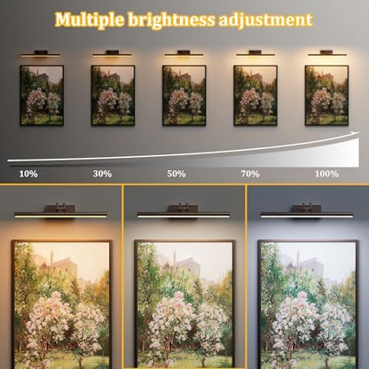 Picture Lights for Wall, 13.8in, Brown, 4000mAh, Rechargeable, RF Remote