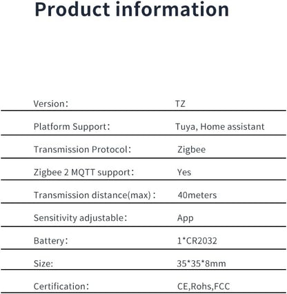 Tuya Zigbee Wireless Vibration Sensor: 120dB Alarm, Adjustable Sensitivity, Glass Breakage Detection. Suitable for Alarm Systems and Smart Home Automation, Supports Tuya App.