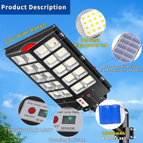 Ofuray Solar Street Lights Outdoor,Of-11800W Commercial Parking Lot Light