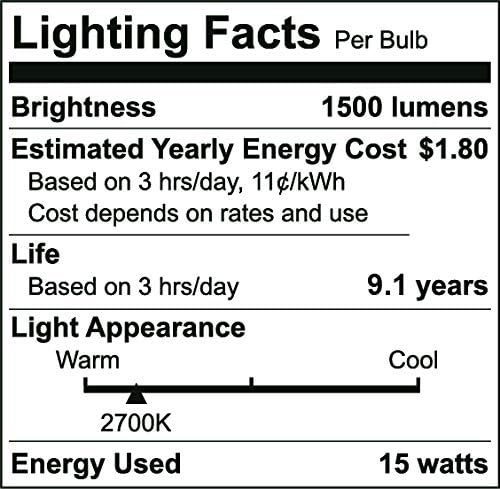 KOR 6 Pack A19 LED Light Bulb, 100W Equivalent, 2700K Warm White, 1500 Lumens, Efficient 15 Watt Replacement Bulbs with E26 Standard Base, 10000 Long Life Hours, Non-Dimmable, 80+ CRI, UL Listed