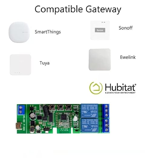 2 Channel 5V 12V ZigBee Smart Relay Switch,Adjustable Self Lock and Momentary Interlock Working Mode,Works with Tuya eWelink Zigbee Gateway, Alexa, Google Home (ZigBee Hub Required)