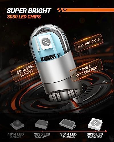 SEALIGHT 194 LED Bulb Blue, License Plate Light, Dome Light, T10 168 2825 W5W 3030 Bright Chips Wedge for Replacement Map Trunk Door Courtesy Dash LED Light Bulb,Pack of 10