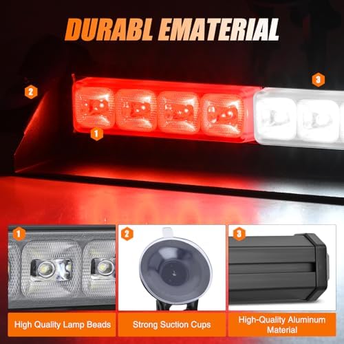 Nilight 8LED Red White Traffic Advisor Strobe Light Bar Hazard Safety