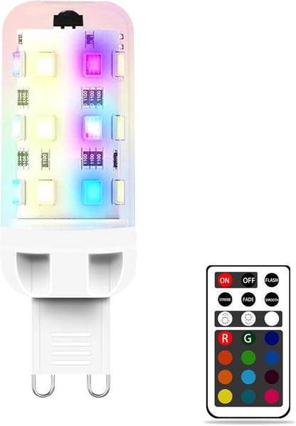 XRise G9 LED Bulb 2.5W Dimmable RGB+White Color Changing with Remote Control Equivalent 25W Halogen G9 Base LED Light Bulbs 6000K 250LM, No Flicker,1 Pack