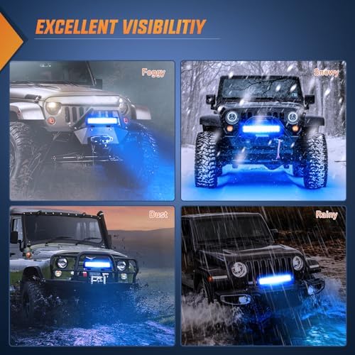 Nilight LED Light Bar 12 Inch 72W Spot Flood Combo Blue Beam Off Road Lights Fishing Hunting Emergency Deck Boat Work Lighting for Trucks UTV Pick-up Van Boat Tractor
