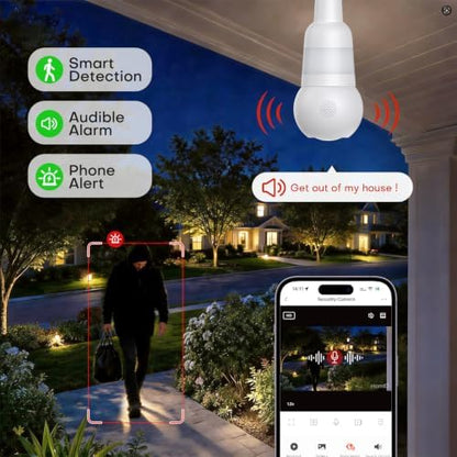 5MP 3K Light Bulb Camera,Color Night Vision Wireless with Alexa