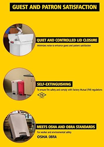 Rubbermaid Commercial Products Streamline Slim Step-On Plastic Trash Can, 4 Gallon, Red, Hands-Free Garbage Can for Medical Waste in Hospitals/Lab/Emergency/Patient Rooms