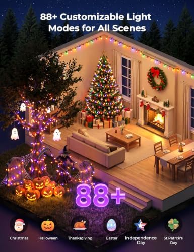 Minetom 82ft 250LED Smart Color Changing Christmas Halloween Tree Lights