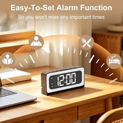 Alarm Clock Camera, Wood Grain,5G & 2.4GHz WiFi Nanny Cam Wireless Indoor Camera,2K Security Camera for Home Baby Pet Monitor, Human Motion Detection Alerts, Color Night Vision