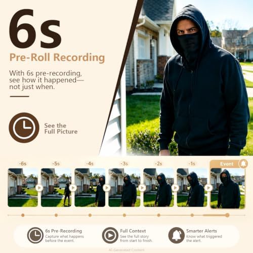 2K Wireless Window Cameras for Home Security, 6s Pre-Roll