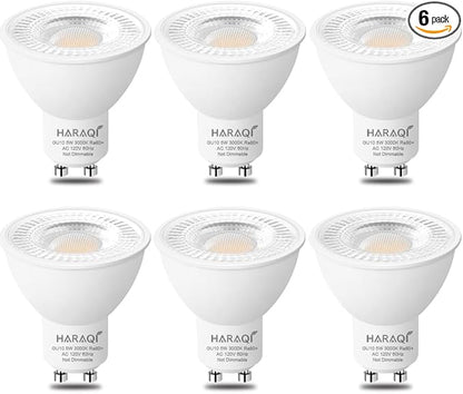 haraqi 6 Pack GU10 120V 5W LED Bulb, 400LM 5000K Daylight White Natural Light, 50W Equivalent Reflector Flood Replacement Light Bulbs for Kitchen Hood,Ceiling Fan,Table Lamps
