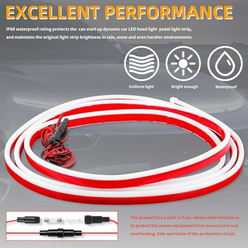 DREAMOTOR 94.5 Inch Car Hood Light Strip, White Car LED Hood Light