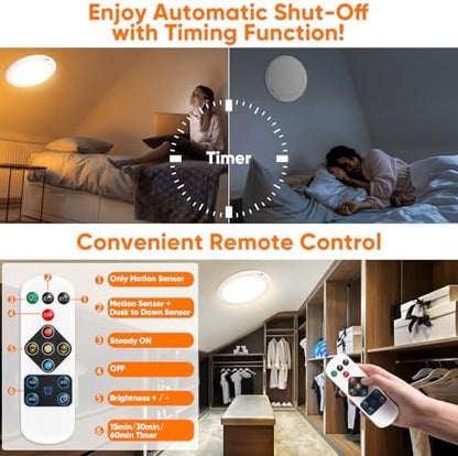 Rechargeable Motion Sensor Ceiling Light, 12000mAh Battery Closet Light