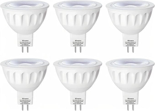 MR16 LED Bulb, 50W Halogen Equivalent, 5W 12V 3000K Soft Warm White, 450Lm GU5.3 Bi-Pin Base, 12V Spotlight Bulb, 40 Degree Spot Lighting For Indoor/Outdoor Landscape Track Bulbs-Not Dimmable (6 Pack)