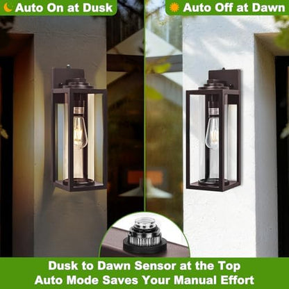 FILIYANO Large Dusk to Dawn Outdoor Wall Lights, Oil Rubbed Bronze, 2 Pack