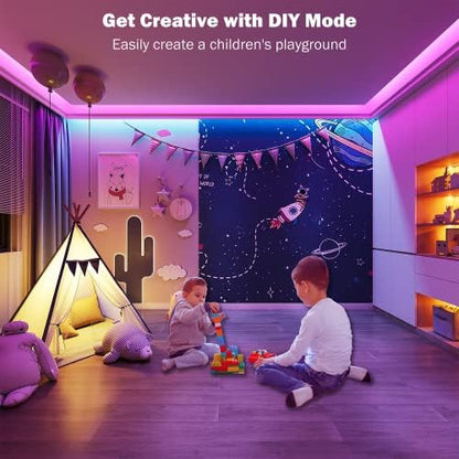 Leeleberd 50ft Led Strip Lights, Music Sync Color Changing Led Light Strips, App Control and Remote, Led Lights for Bedroom Living Room Party Home Decoration
