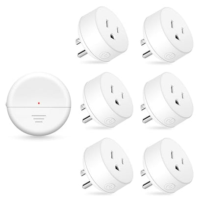NineLeaf Wireless Motion Sensor Outlet, 15A/1500W, Adjustable Sensing Mode, 260FT Wireless Light Switch Transmitter, No Wiring, Long Time Delay, for Lights, Bathroom Fan, Garage(1Sensor 6Plugs)
