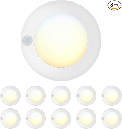 4 Inch Field Selectable 5CCT LED Motion Sensor Ceiling Light, 120V Wired Closet Light, 10 Watts, 600Lm, CRI80+, Non-dimmable, ETL Certified, Wet Location, Round/White, 10 Pack