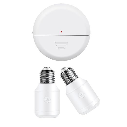 Greencycle Motion Sensor Light Socket,E26 E27 Bulb Holder,2 Light Sockets | Auto Night Sensing,7 to 26FT Detection,262FT Wireless Range,No Wiring,500W,Programmable,for Garage,Stair and Closet