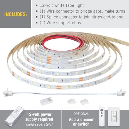 Armacost Lighting RibbonFlex Pro 12V White LED Strip Lights 30 LED/m, 5000K, 32.8 ft, 161250