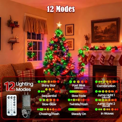 Voice Control 88 Ft 240 LED Smart String Lights with Remote, Red and Green