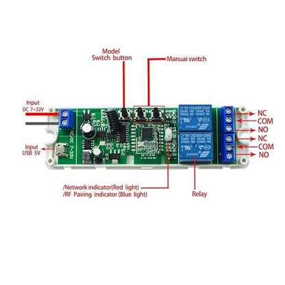 2 Channel 5V 85-250V ZigBee Smart Relay Switch,Adjustable Selflock and Momentary Working Mode,Works with SmartThings, Alexa, Google Home (ZigBee Hub Required)