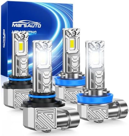 Marsauto M1C 9005 H11 60000LM Fanless LED Bulbs, IP68 – 4 Pack