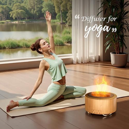 Essential Oil Diffuser for Home: 500ml Fireplace Flame Light