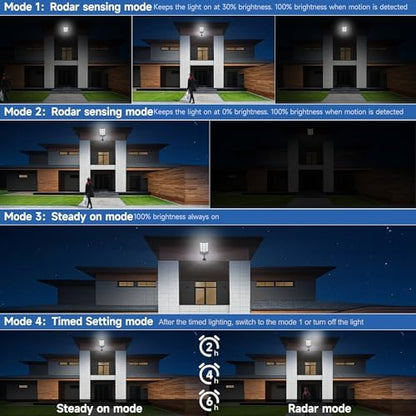 Solar Lights Outdoor Waterproof, 6500K Dusk to Dawn Solar Street Light Motion Sensor with Remote, LED Security Flood Light for Outside Garden Yard Path, Oudoor Parking Lot Lights, 2PACK
