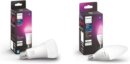 Philips Hue White and Color A21 High Lumen Smart Bulb, 1600 Lumens, 1 Bulb & White and Color Ambiance Smart LED Candle with E12 Candelabra Base - 1 Pack - Color Changing Light for Chandeliers